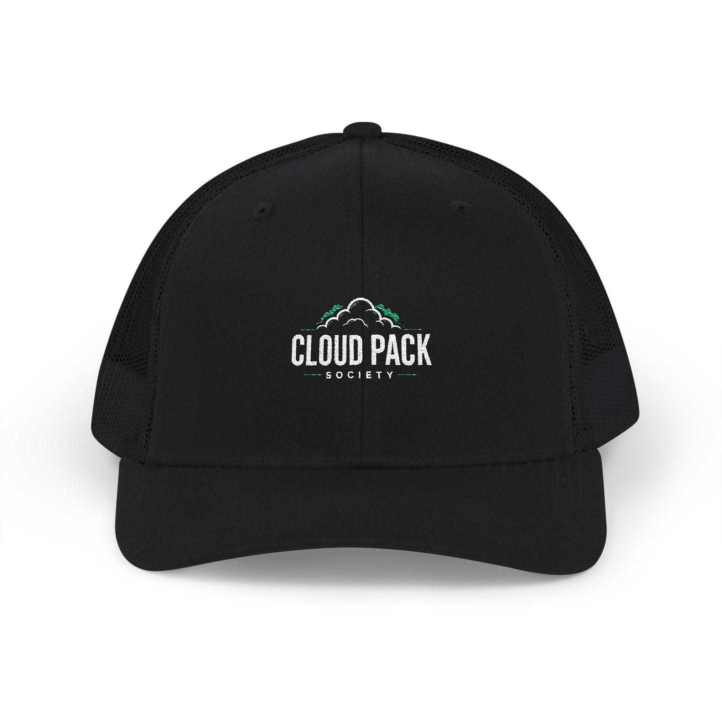 Cloud Pack Trucker Cap — Embroidered Mountain & Cloud Snapback Hat