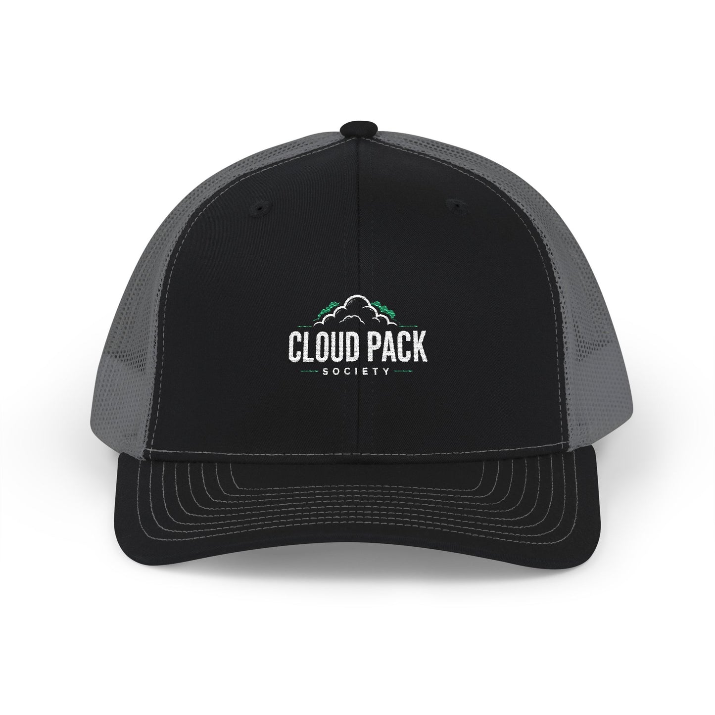 Cloud Pack Trucker Cap — Embroidered Mountain & Cloud Snapback Hat