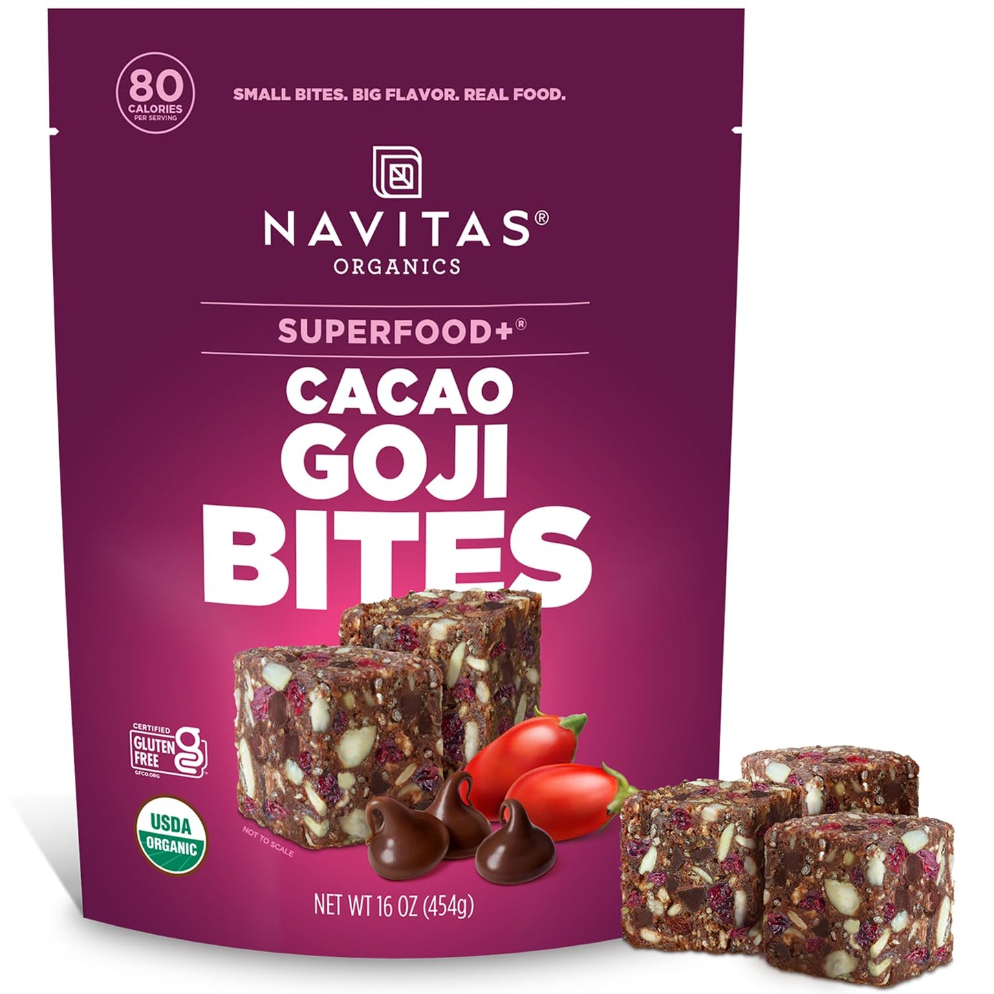 Navitas Organics Chocolate Brownie Superfood+ BITES – Power Snacks – All Natural Plant Based – Clean Energy & Nutrition – USDA Organic, Non GMO, Gluten Free, Kosher, Vegan (8oz. Bag 11 Servings)