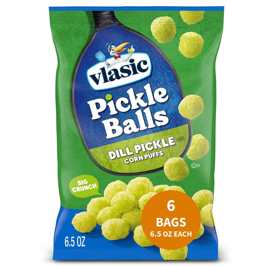 Vlasic Pickle Balls, Puffs de maíz con sabor a pepinillo picante y eneldo, regalos de pickleball, 6.5 onzas