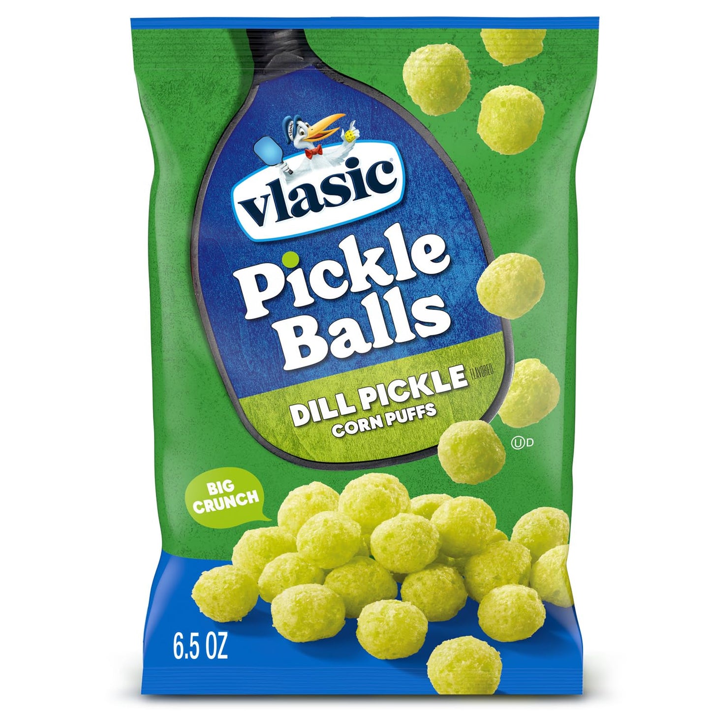 Vlasic Pickle Balls, Puffs de maíz con sabor a pepinillo picante y eneldo, regalos de pickleball, 6.5 onzas