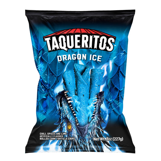 Taqueritos Dragon Ice, Spicy Rolled Corn Tortilla Chips, 8 oz (Pack of 2)