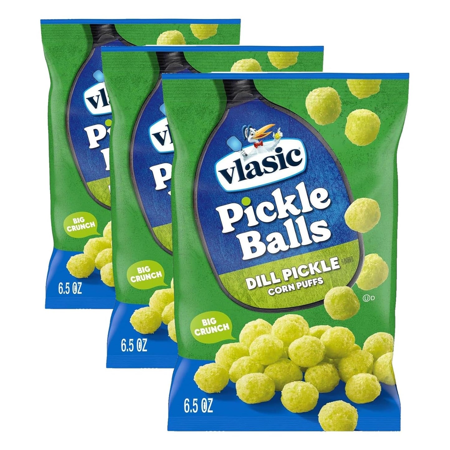 Vlasic Pickle Balls, Puffs de maíz con sabor a pepinillo picante y eneldo, regalos de pickleball, 6.5 onzas