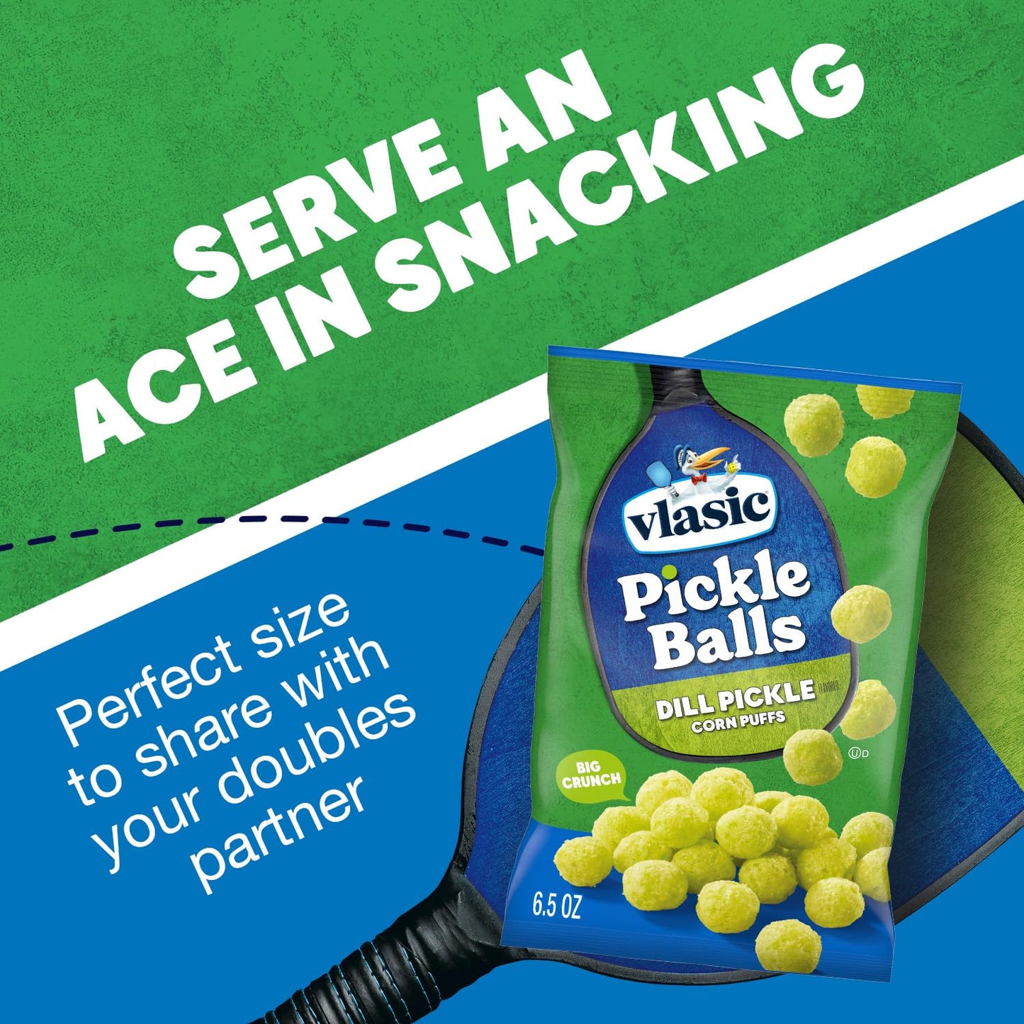 Vlasic Pickle Balls, Puffs de maíz con sabor a pepinillo picante y eneldo, regalos de pickleball, 6.5 onzas