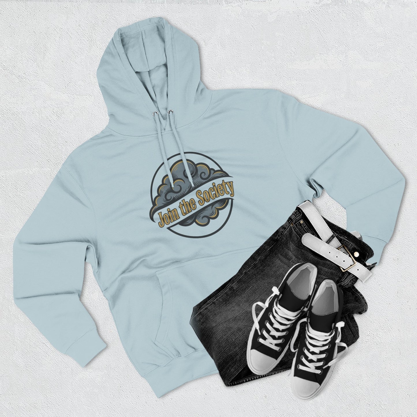 Join the Society Cloud Pack Hoodie — Retro Cloud Graphic Pullover